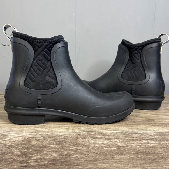 UGG Chevonne Chelsea Womens Black Rubber Outdoor Waterproof Boots Sz 5 - Picture 6 of 10